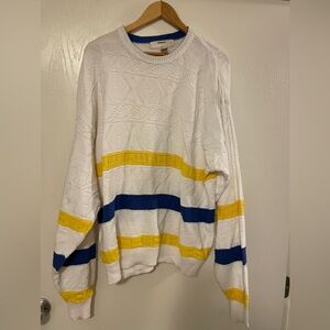 Woodwards Classic Cotton Blue and Yellow Striped Sweater